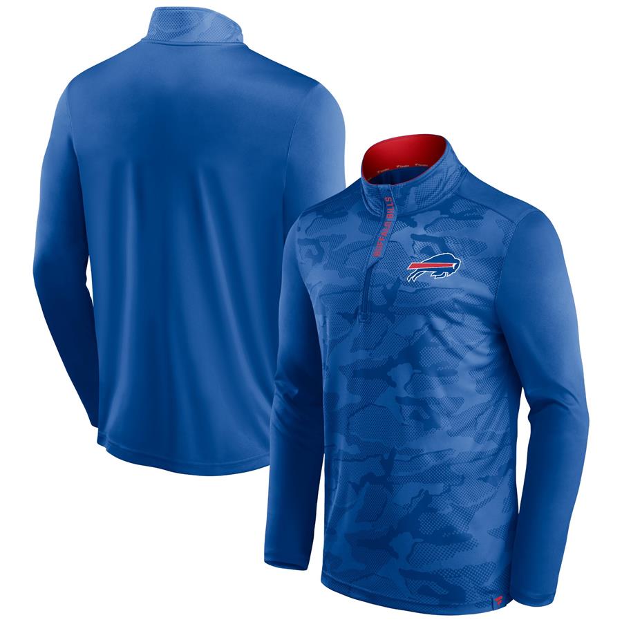 Buffalo Bills Fanatics Branded Camo Jacquard Quarter-Zip Jacket - Royal