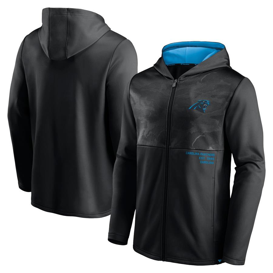 Carolina Panthers Fanatics Branded Defender Full-Zip Hoodie Jacket - Black