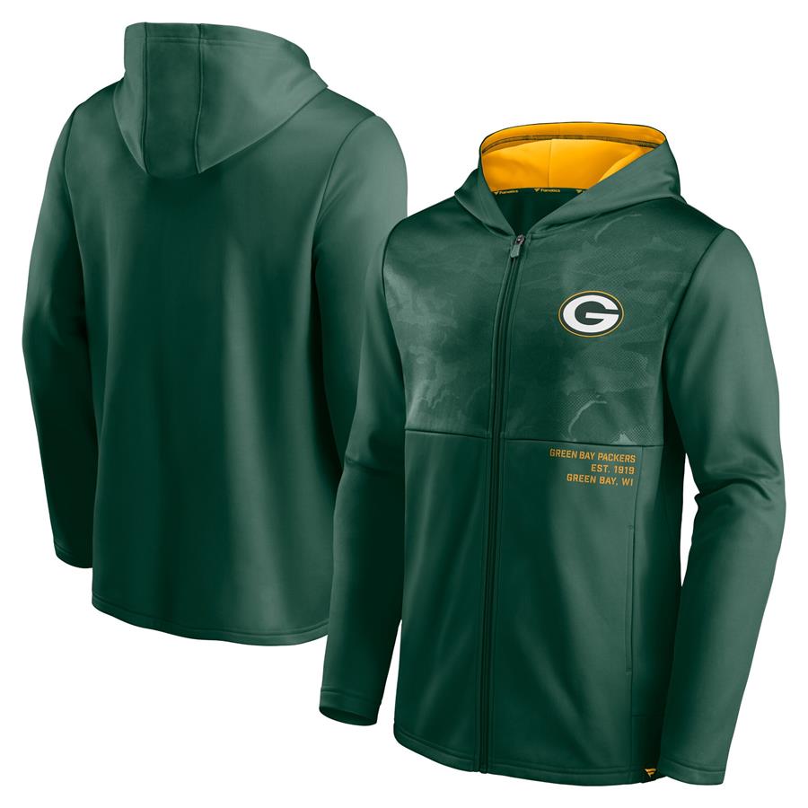 Green Bay Packers Fanatics Branded Defender Full-Zip Hoodie Jacket - Green