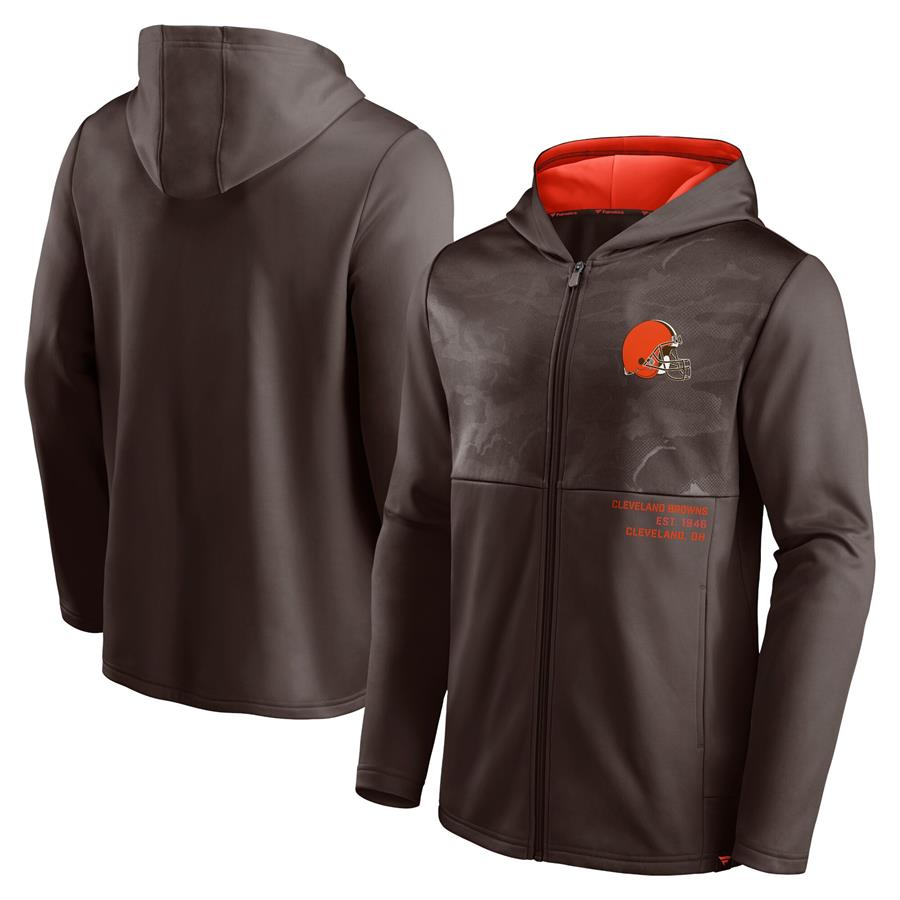 Cleveland Browns Fanatics Branded Defender Full-Zip Hoodie Jacket - Brown