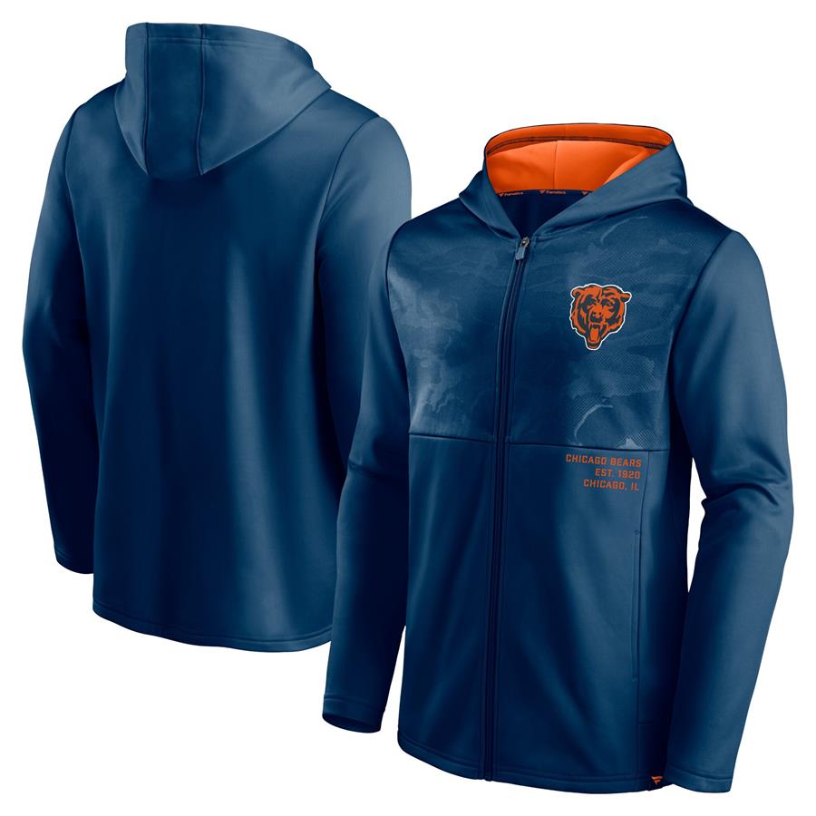 Chicago Bears Fanatics Branded Defender Full-Zip Hoodie Jacket - Navy