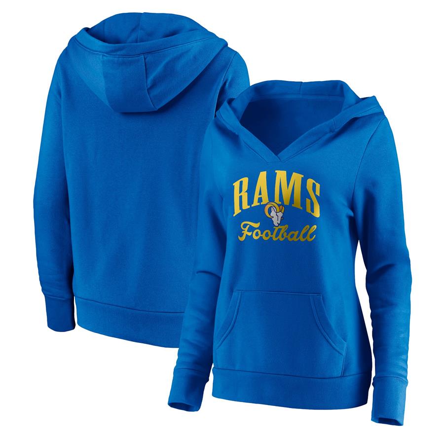 Los Angeles Rams Fanatics Branded Women's Victory Script V-Neck Pullover Hoodie - Royal