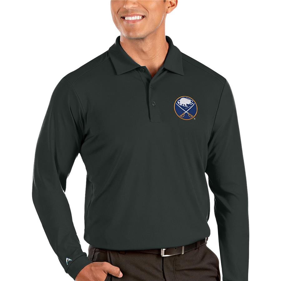 Buffalo Sabres Antigua Tribute Long Sleeve Polo - Charcoal