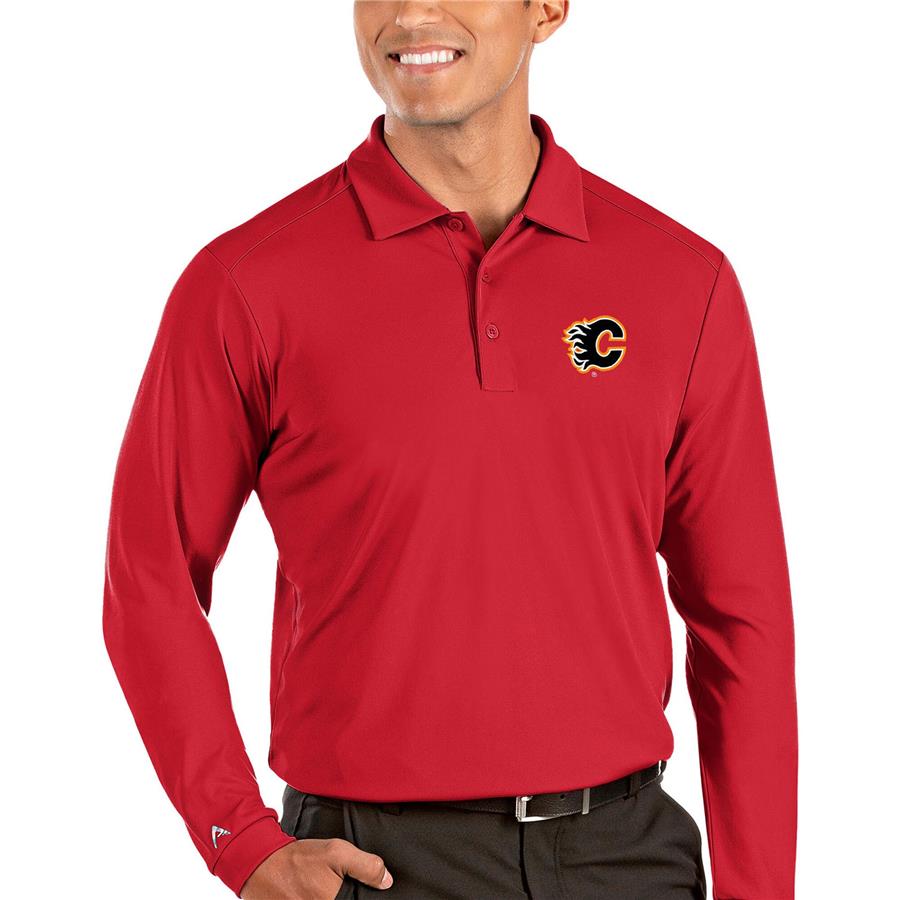 Calgary Flames Antigua Tribute Long Sleeve Polo - Red