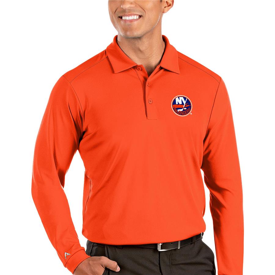 New York Islanders Antigua Tribute Long Sleeve Polo - Orange