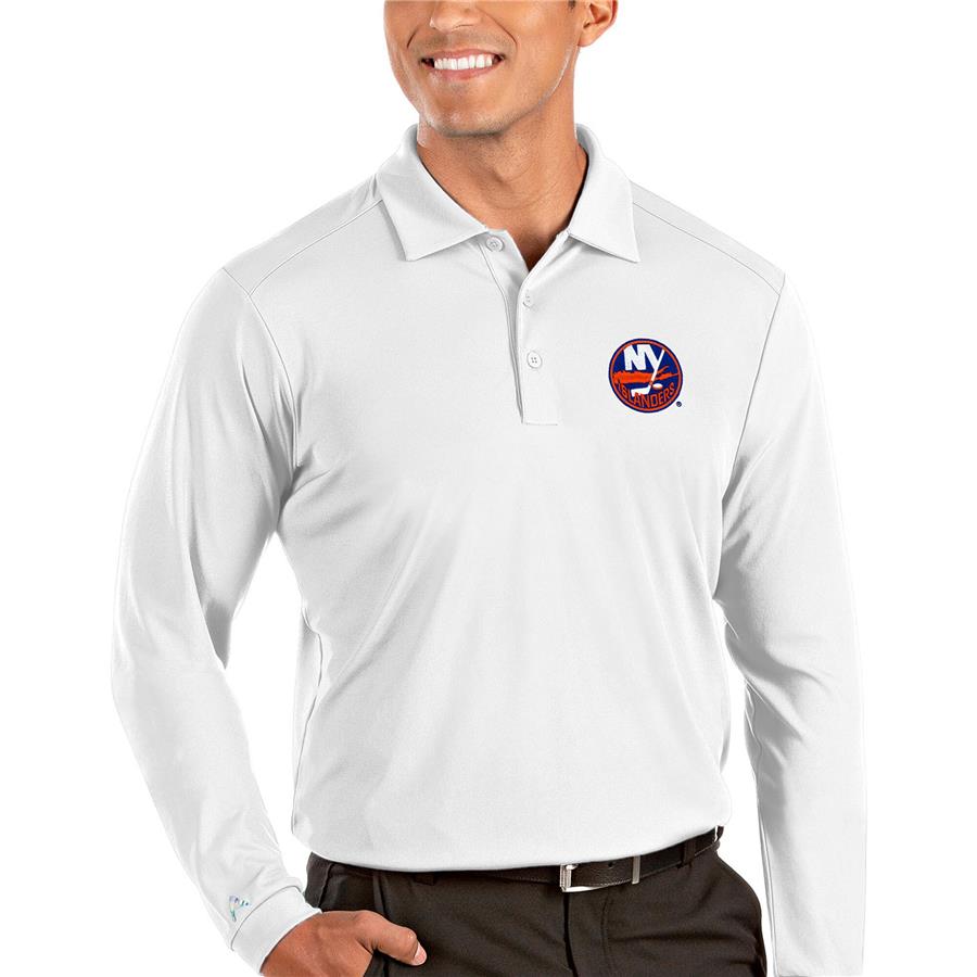New York Islanders Antigua Tribute Long Sleeve Polo - White