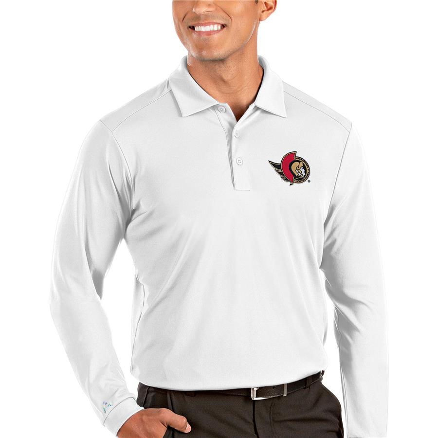 Ottawa Senators Antigua Tribute Long Sleeve Polo - White