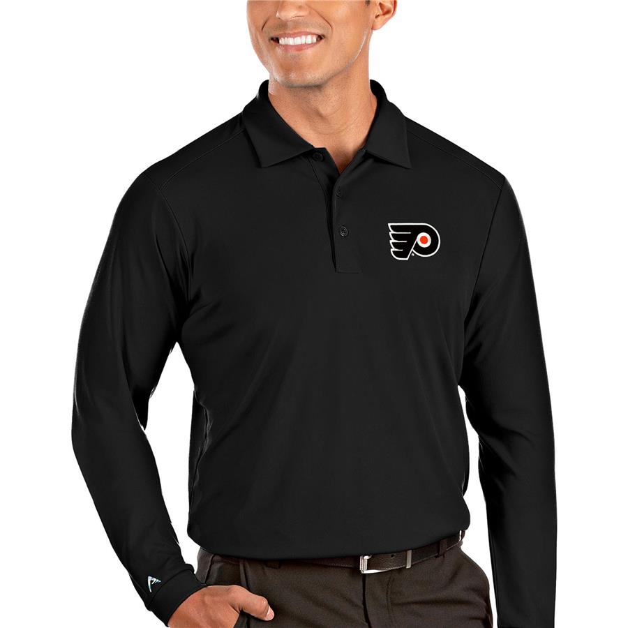Philadelphia Flyers Antigua Tribute Long Sleeve Polo - Black