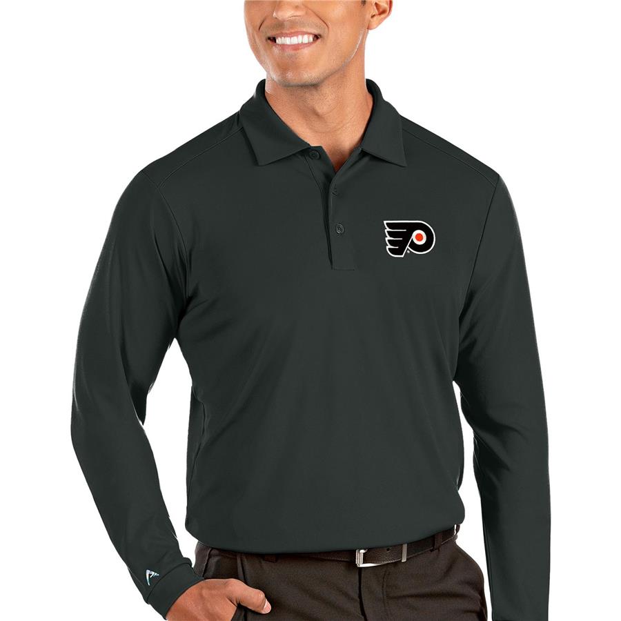 Philadelphia Flyers Antigua Tribute Long Sleeve Polo - Charcoal