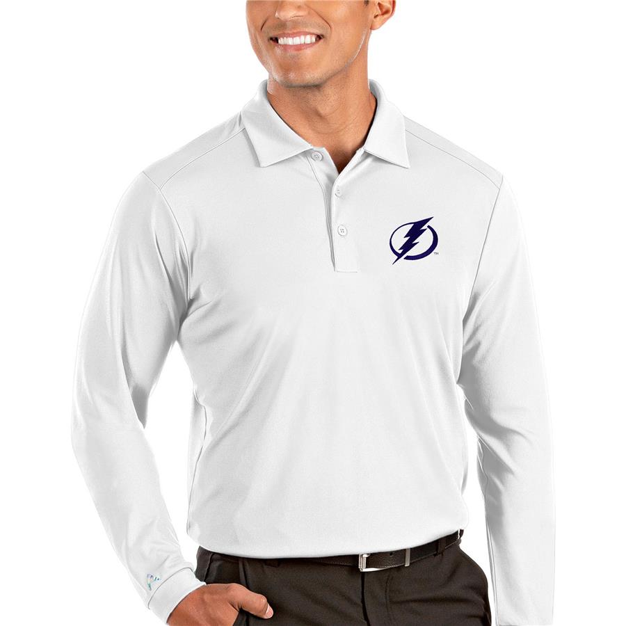 Tampa Bay Lightning Antigua Tribute Long Sleeve Polo - White
