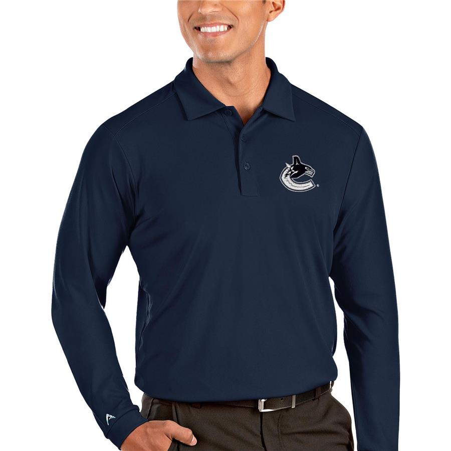 Vancouver Canucks Antigua Tribute Long Sleeve Polo - Navy