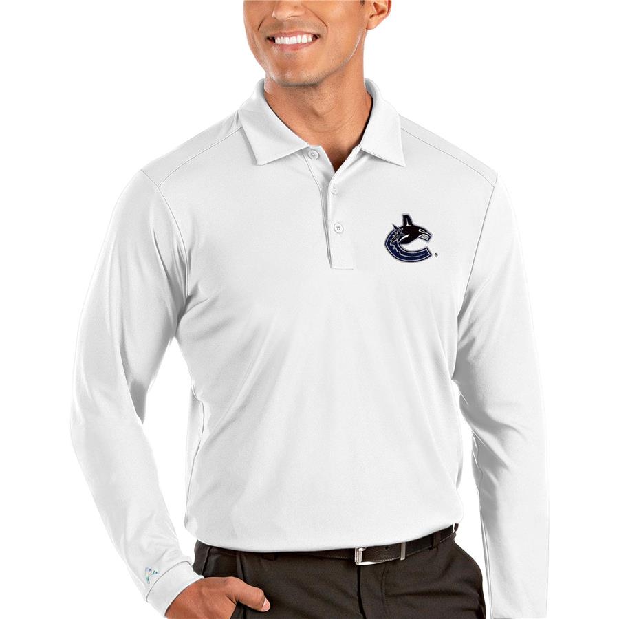 Vancouver Canucks Antigua Tribute Long Sleeve Polo - White