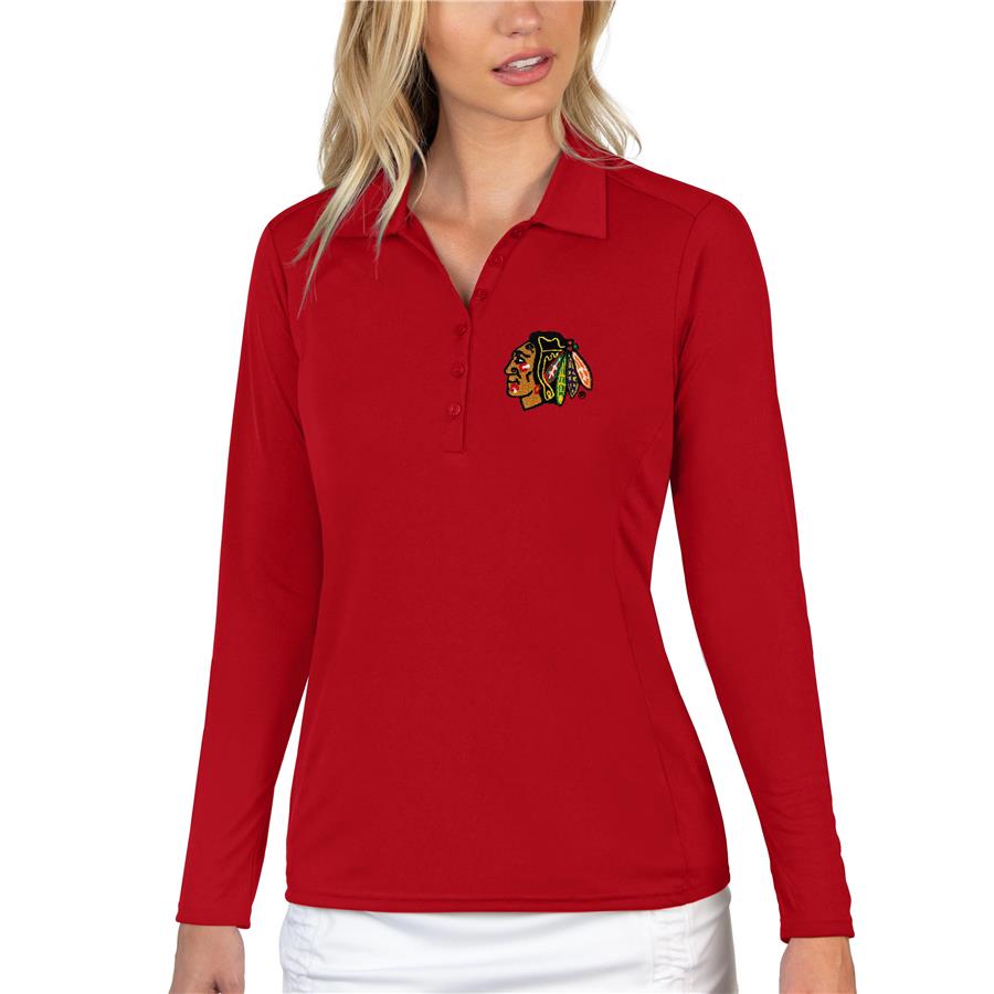 Chicago Blackhawks Antigua Women's Tribute Long Sleeve Polo - Red