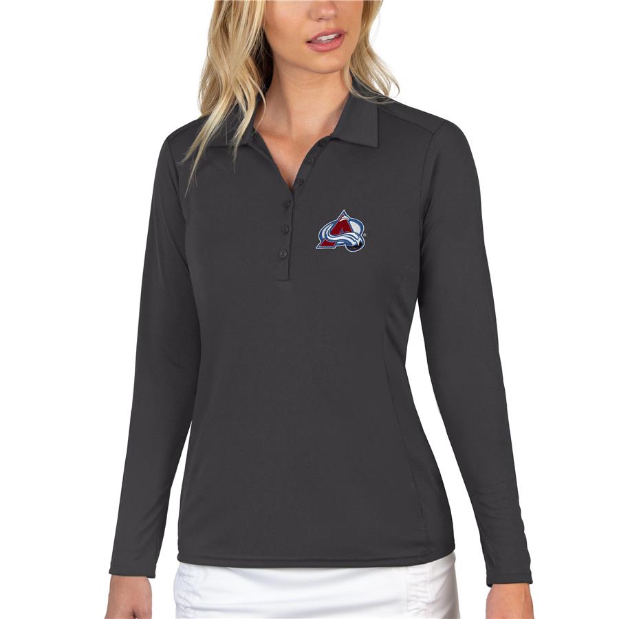 Colorado Avalanche Antigua Women's Tribute Long Sleeve Polo - Charcoal
