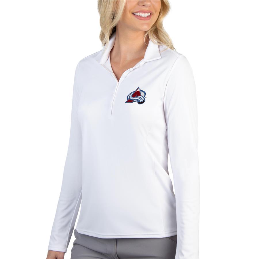 Colorado Avalanche Antigua Women's Tribute Long Sleeve Polo - White