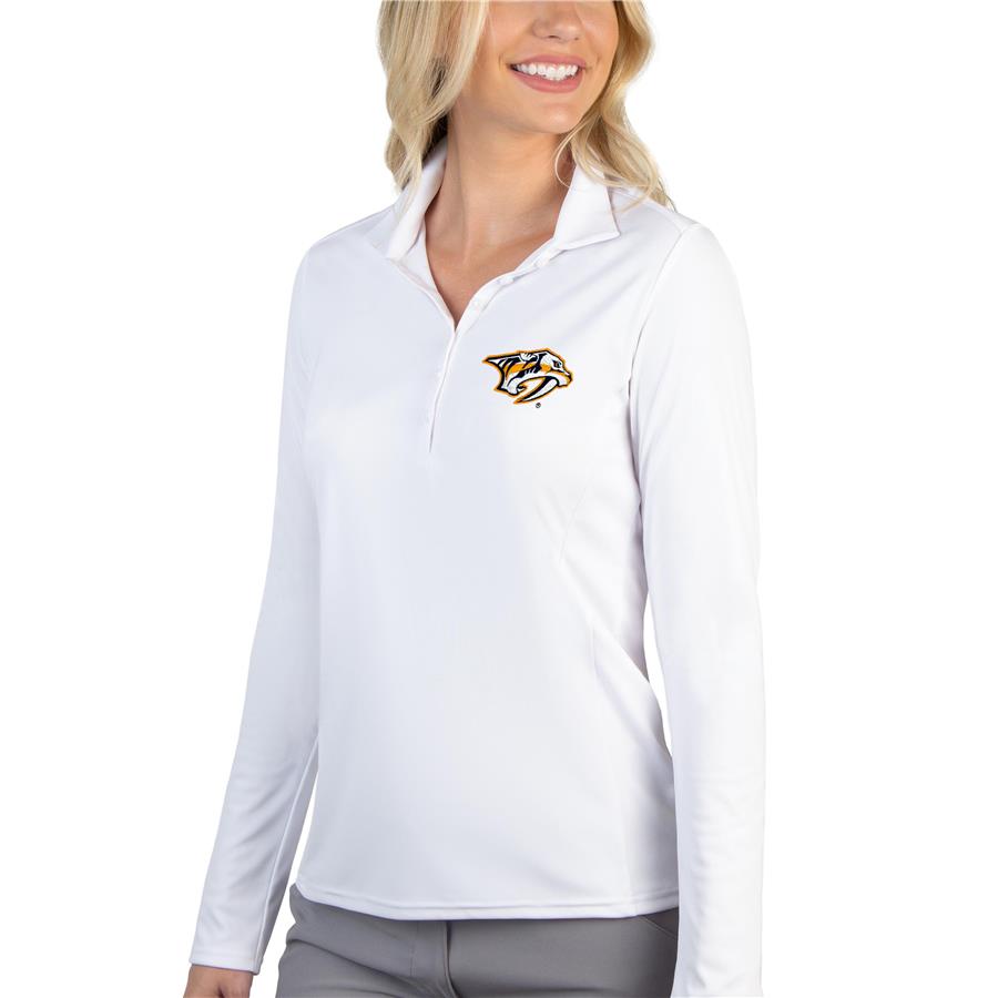 Nashville Predators Antigua Women's Tribute Long Sleeve Polo - White