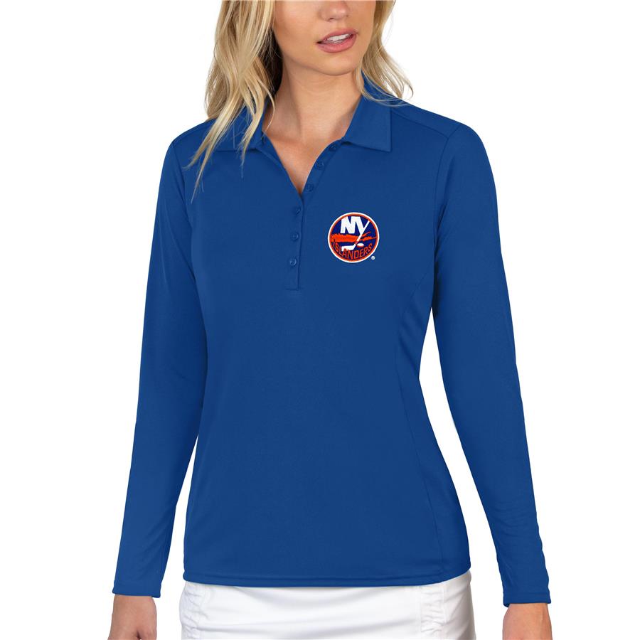 New York Islanders Antigua Women's Tribute Long Sleeve Polo - Royal