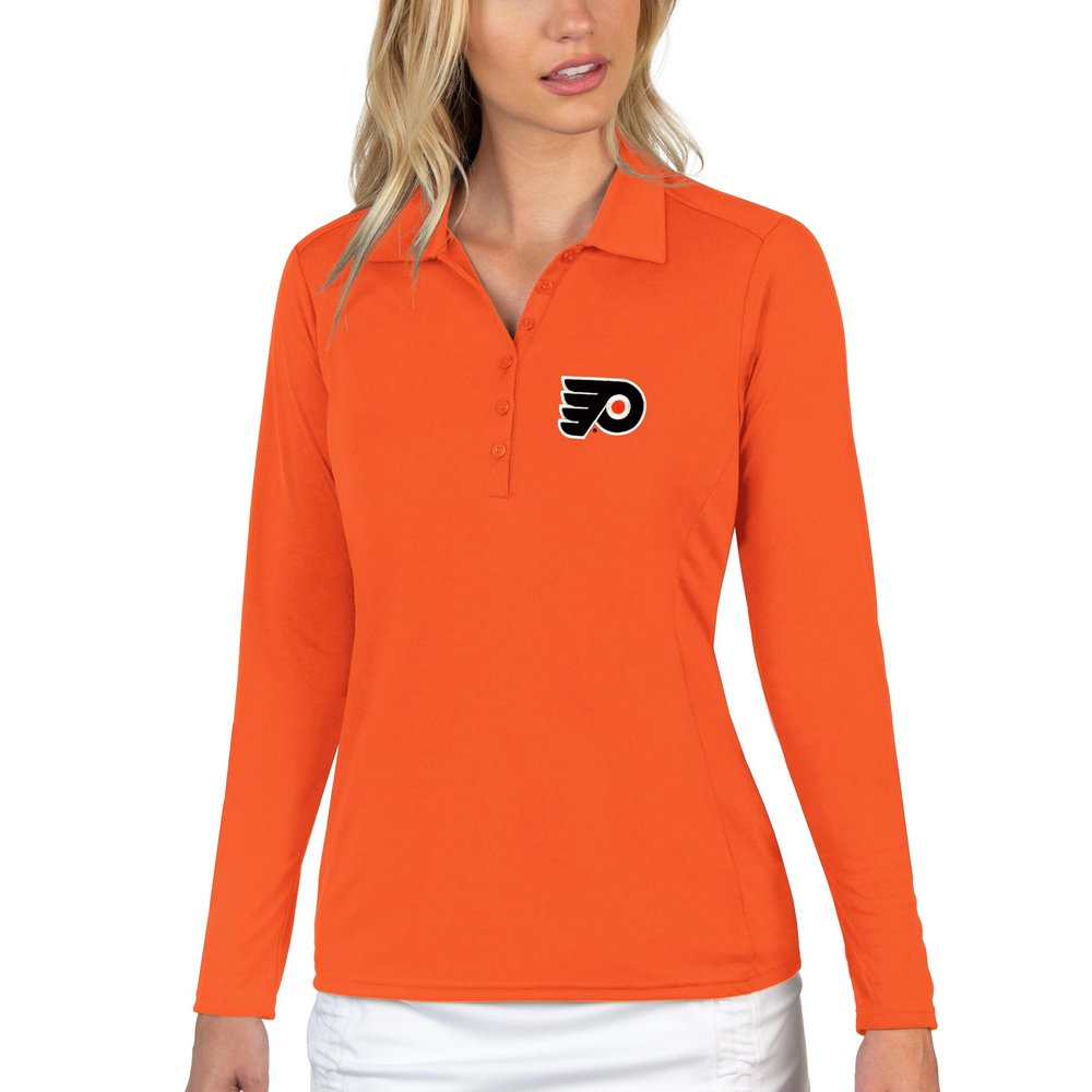 Philadelphia Flyers Antigua Women's Tribute Long Sleeve Polo - Orange
