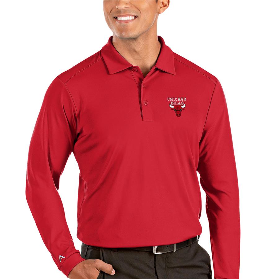 Chicago Bulls Antigua Tribute Long Sleeve Polo - Red