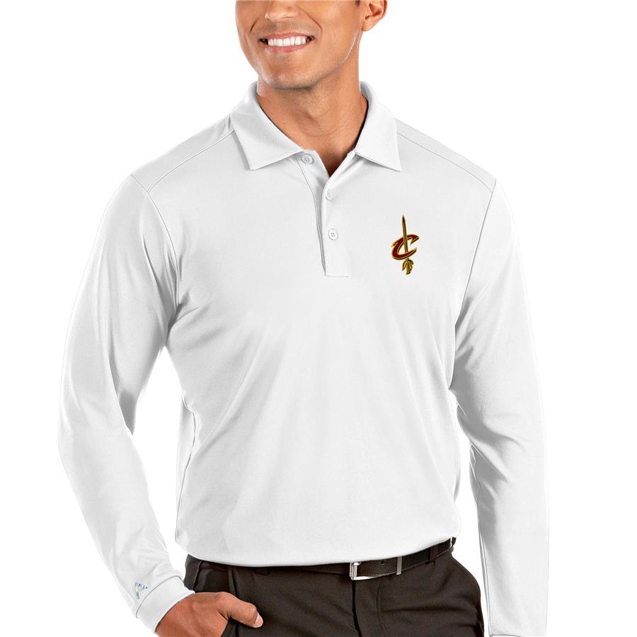 Cleveland Cavaliers Antigua Tribute Long Sleeve Polo - White