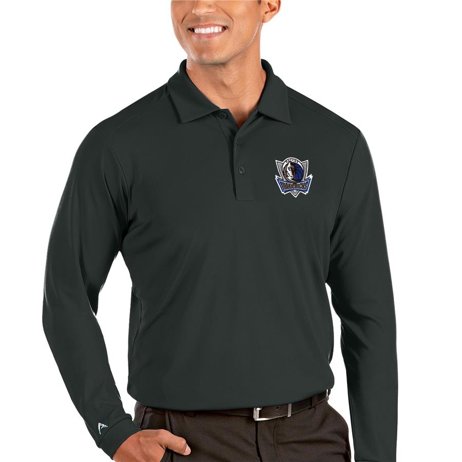 Dallas Mavericks Antigua Tribute Long Sleeve Polo - Gray