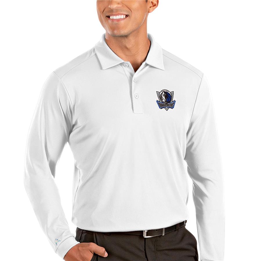 Dallas Mavericks Antigua Tribute Long Sleeve Polo - White