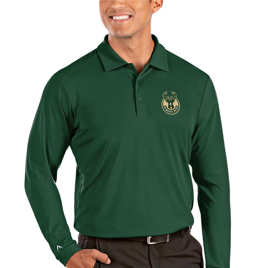 Milwaukee Bucks Antigua Tribute Long Sleeve Polo - Green