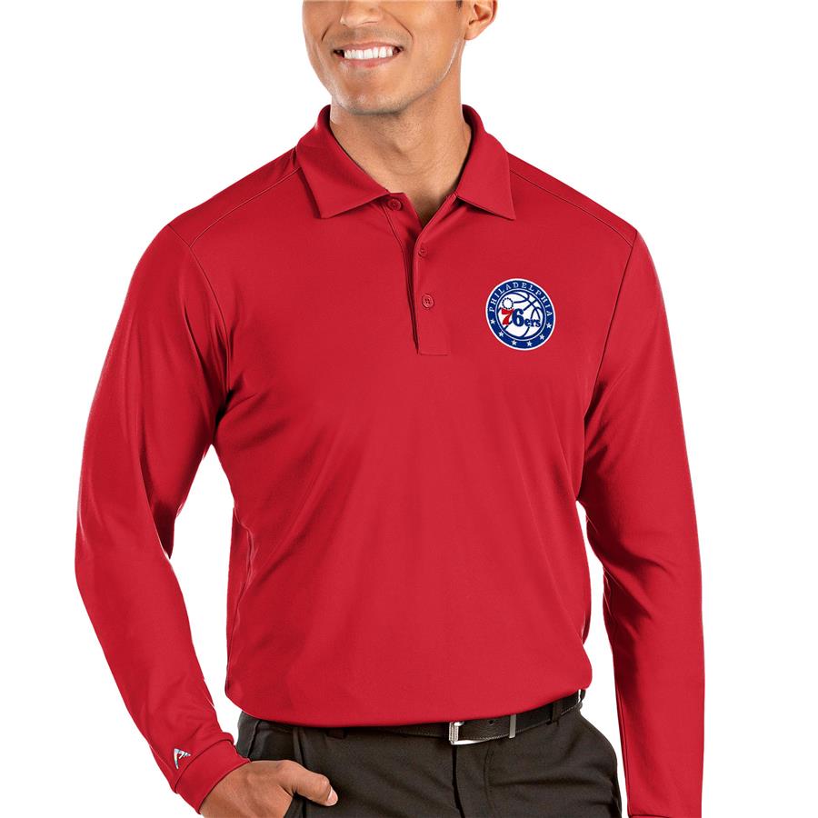 Philadelphia 76ers Antigua Tribute Long Sleeve Polo - Red