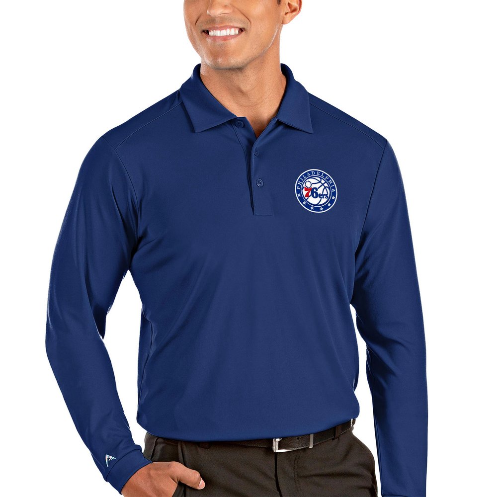 Philadelphia 76ers Antigua Tribute Long Sleeve Polo - Royal