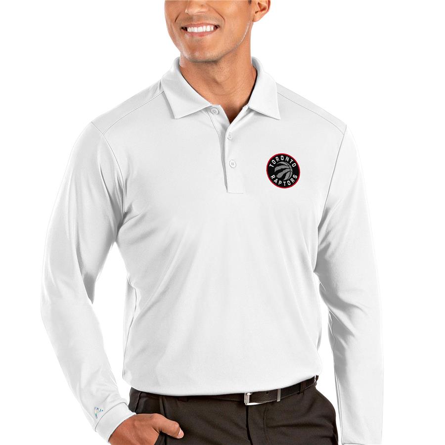 Toronto Raptors Antigua Tribute Long Sleeve Polo - White