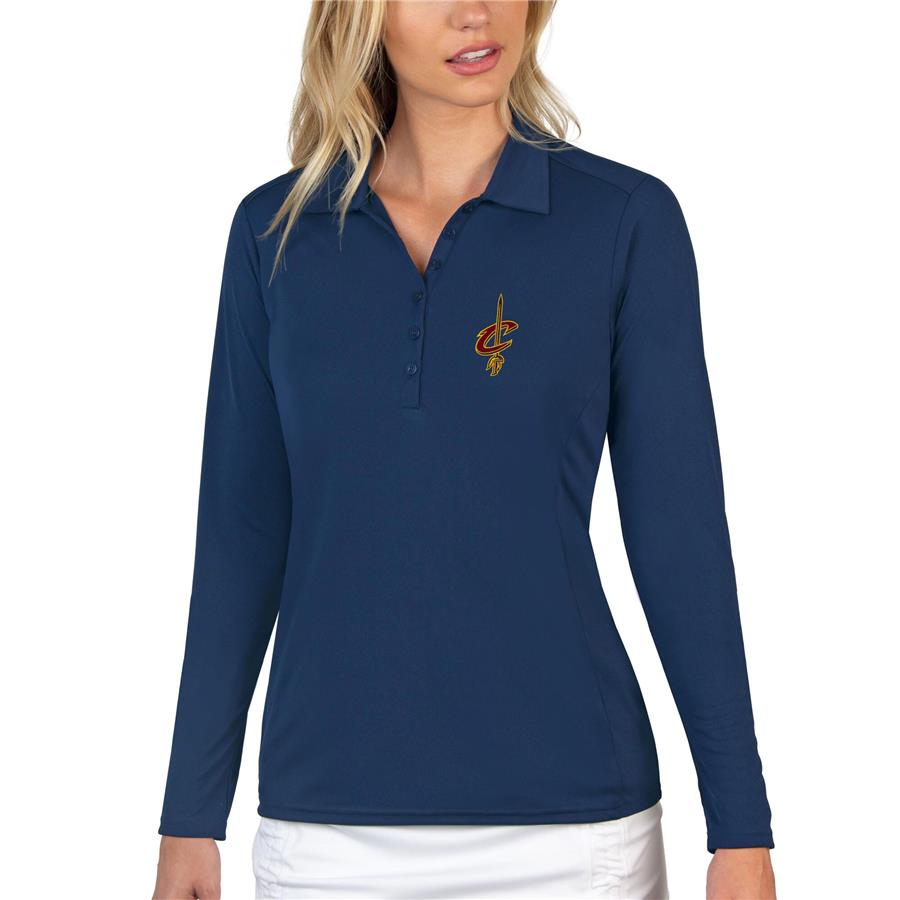 Cleveland Cavaliers Antigua Women's Tribute Long Sleeve Polo - Navy