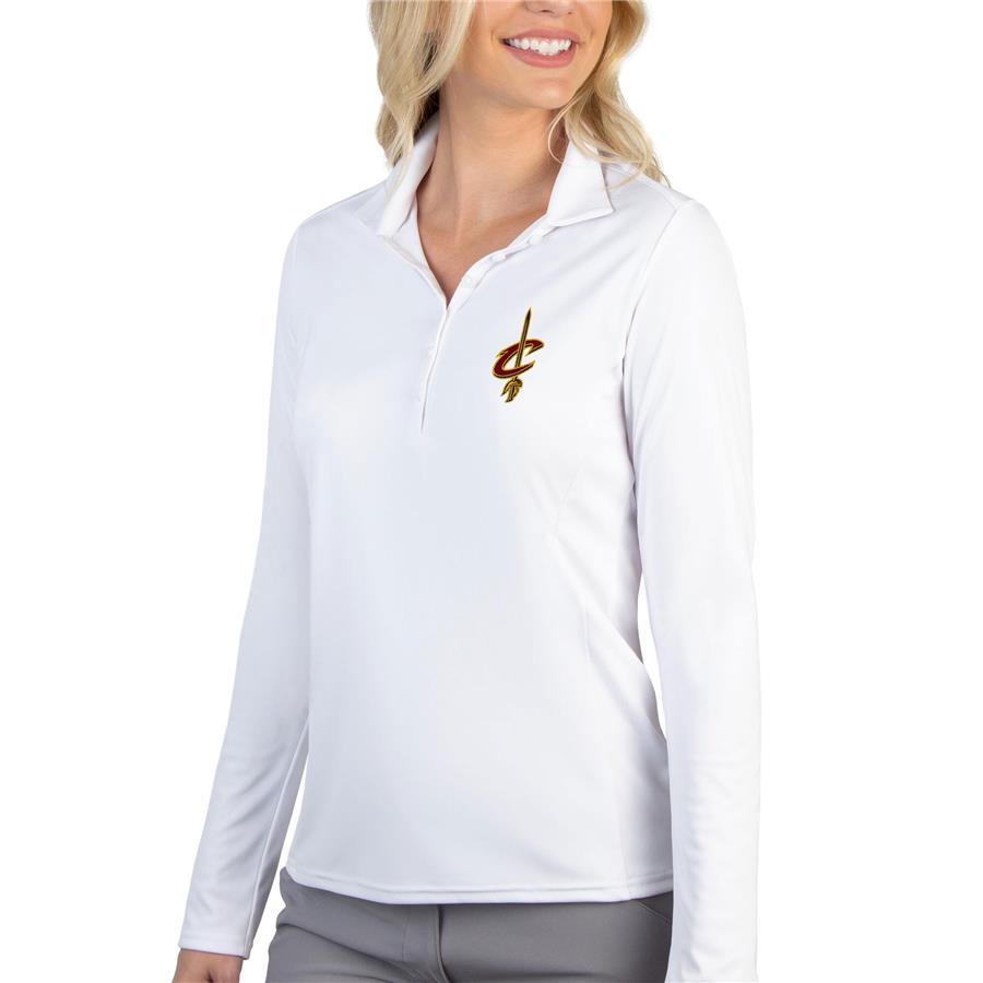 Cleveland Cavaliers Antigua Women's Tribute Long Sleeve Polo - White