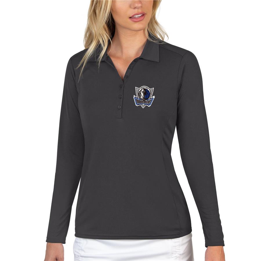 Dallas Mavericks Antigua Women's Tribute Long Sleeve Polo - Gray