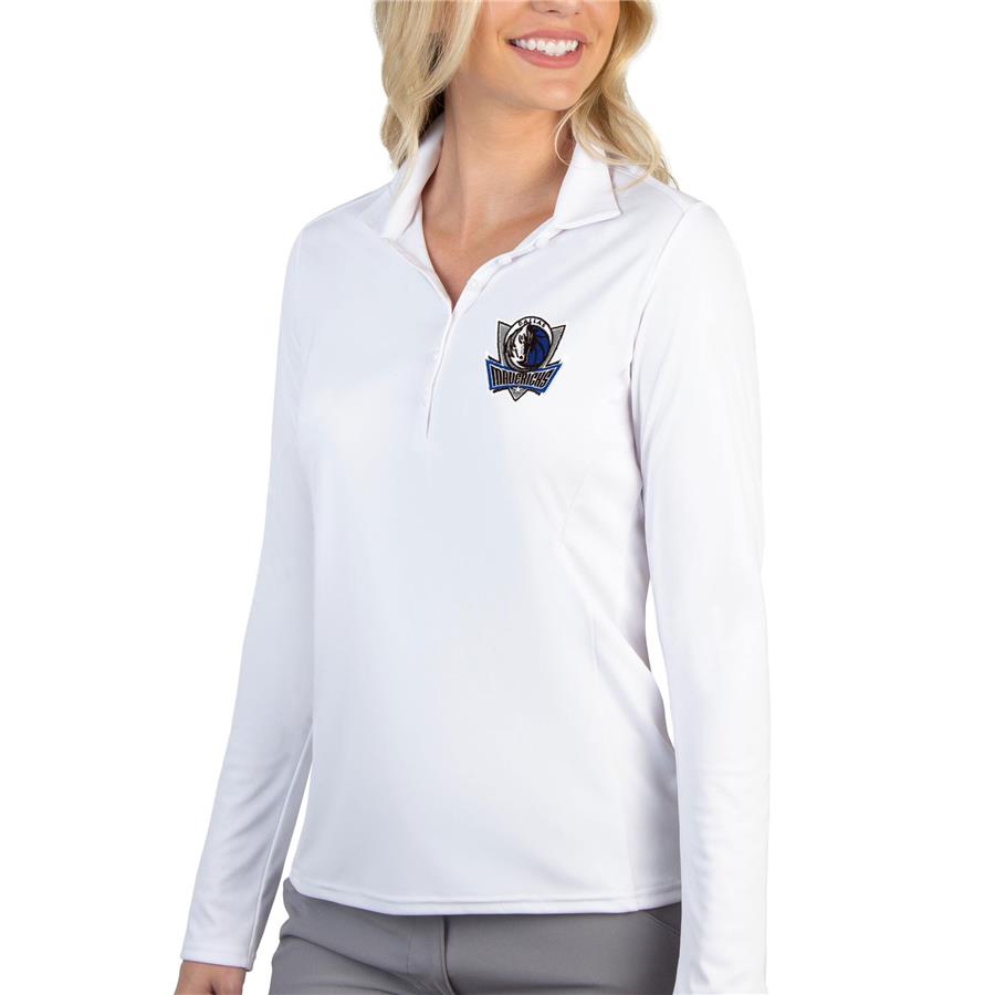 Dallas Mavericks Antigua Women's Tribute Long Sleeve Polo - White