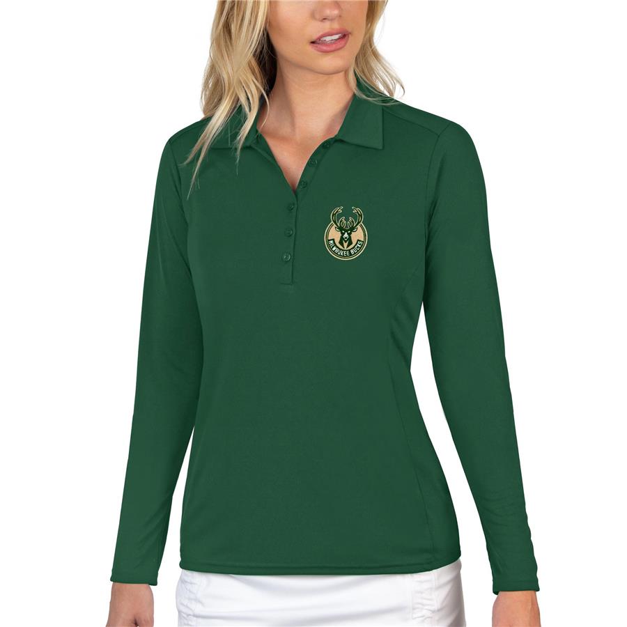 Milwaukee Bucks Antigua Women's Tribute Long Sleeve Polo - Green