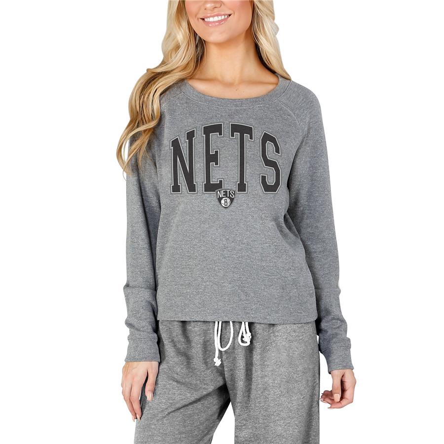 Brooklyn Nets Concepts Sport Women's Mainstream Terry Long Sleeve T-Shirt - Gray