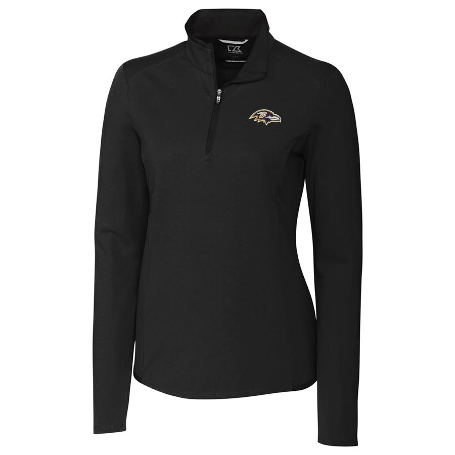 Baltimore Ravens Cutter & Buck Women's Advantage Quarter-Zip Pullover Jacket - Black