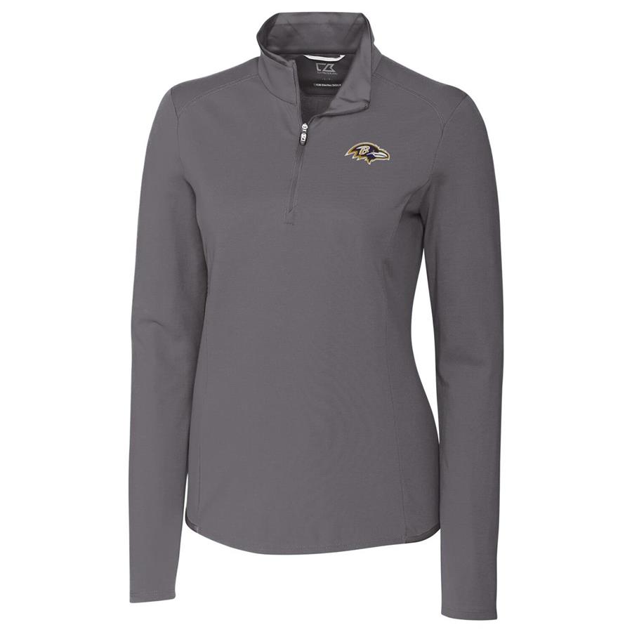 Baltimore Ravens Cutter & Buck Women's Advantage Quarter-Zip Pullover Jacket - Gray