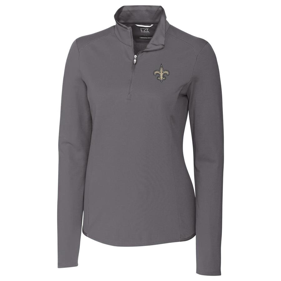 New Orleans Saints Cutter & Buck Women's Advantage Quarter-Zip Pullover Jacket - Gray