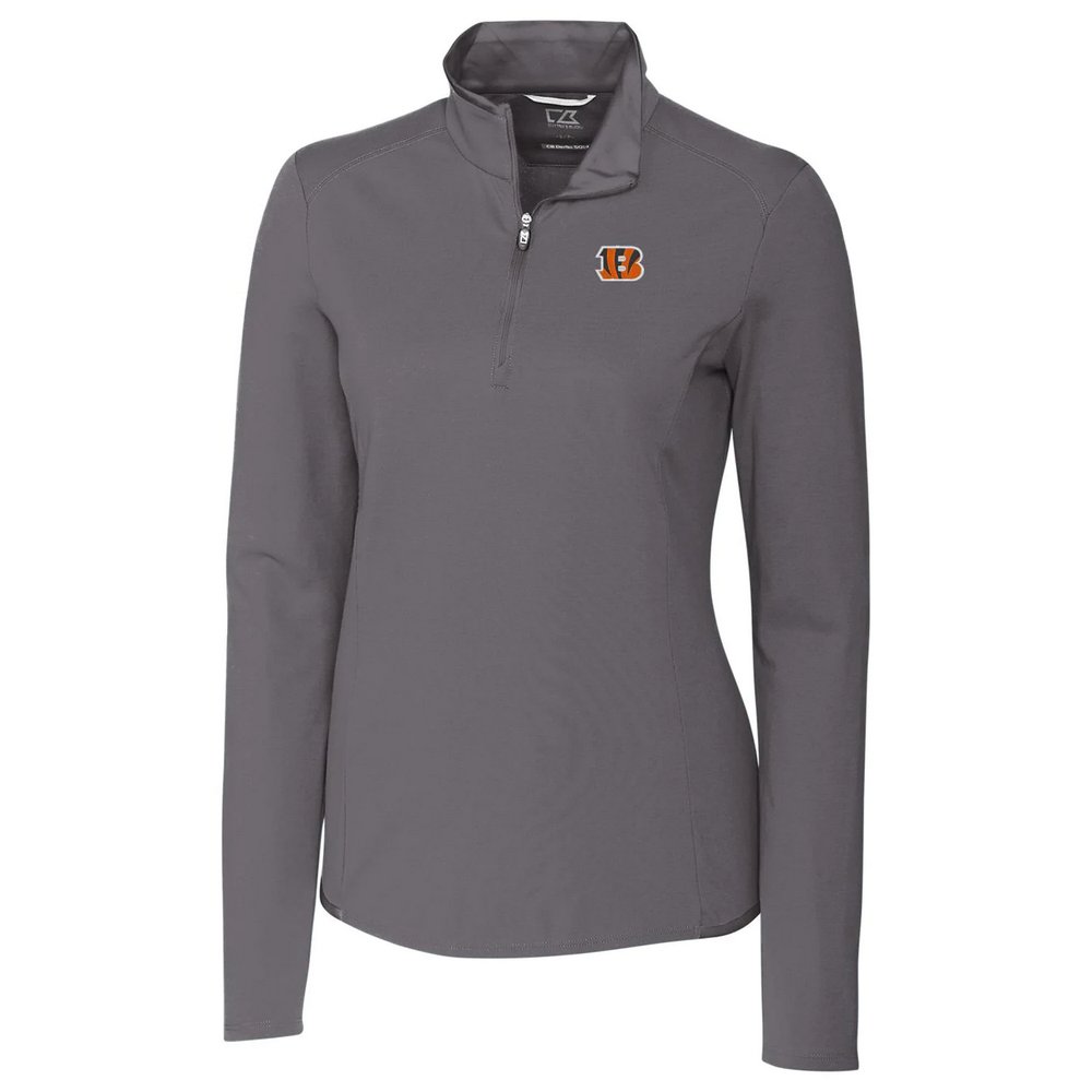 Cincinnati Bengals Cutter & Buck Women's Advantage Quarter-Zip Pullover Jacket - Gray