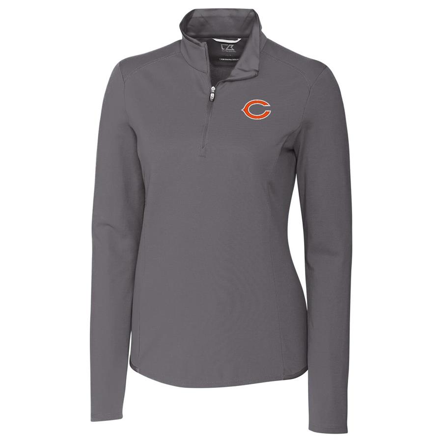 Chicago Bears Cutter & Buck Women's Advantage Quarter-Zip Pullover Jacket - Gray