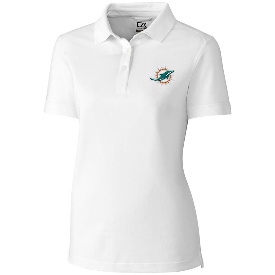Miami Dolphins Cutter & Buck Women's Advantage Polo - White