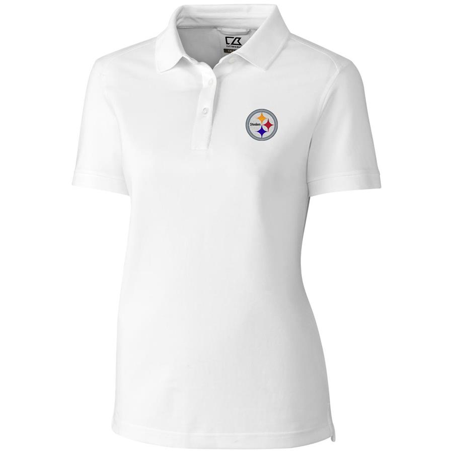 Pittsburgh Steelers Cutter & Buck Women's Advantage Polo - White