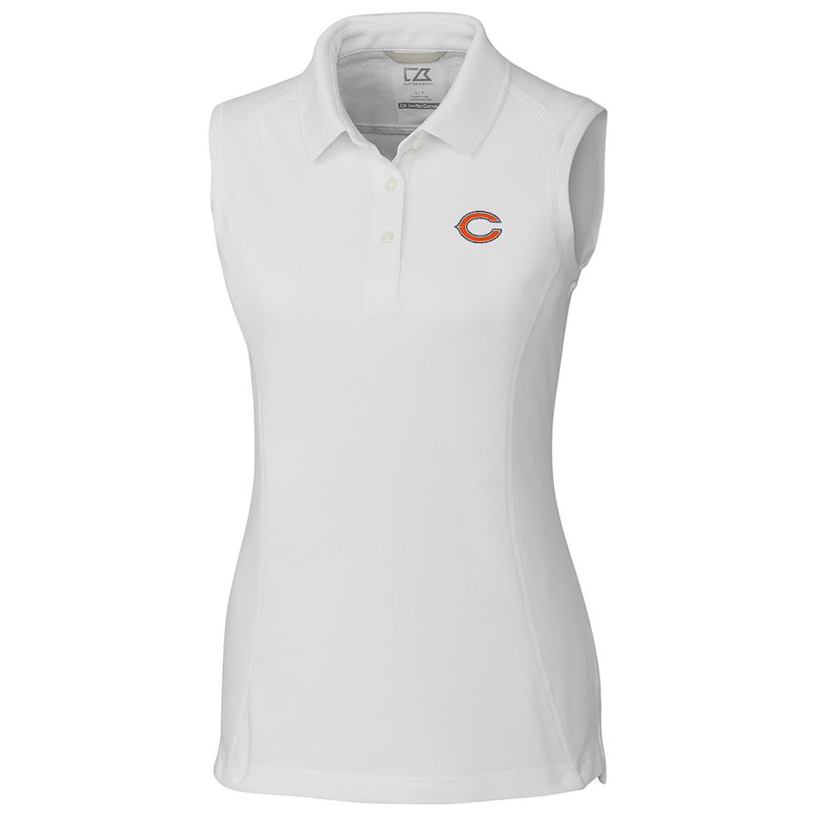 Chicago Bears Cutter & Buck Women's Advantage Sleeveless Polo - White
