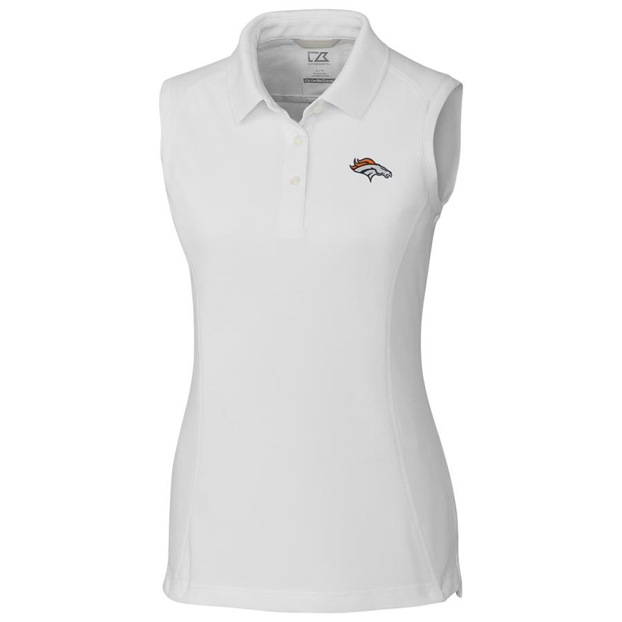 Denver Broncos Cutter & Buck Women's Advantage Sleeveless Polo - White
