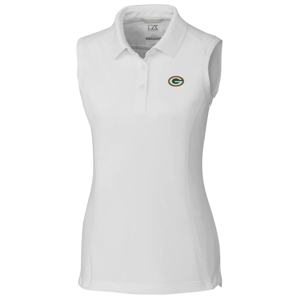 Green Bay Packers Cutter & Buck Women's Advantage Sleeveless Polo - White
