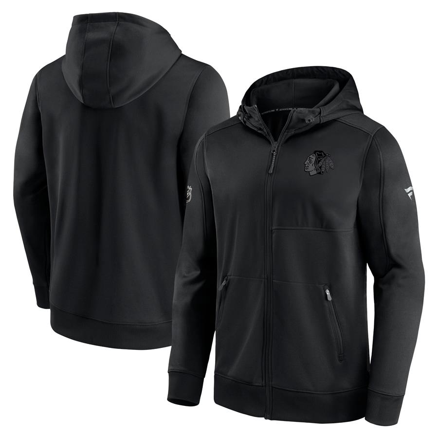 Chicago Blackhawks Fanatics Branded Authentic Pro Travel & Training Full-Zip Hoodie - Black