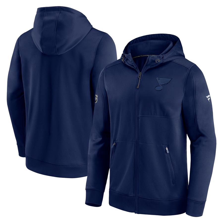 St. Louis Blues Fanatics Branded Authentic Pro Travel & Training Full-Zip Hoodie - Navy