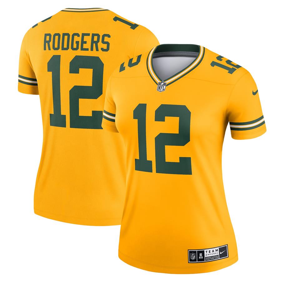 Aaron Rodgers Green Bay Packers Nike Women's Inverted Legend Jersey - Gold