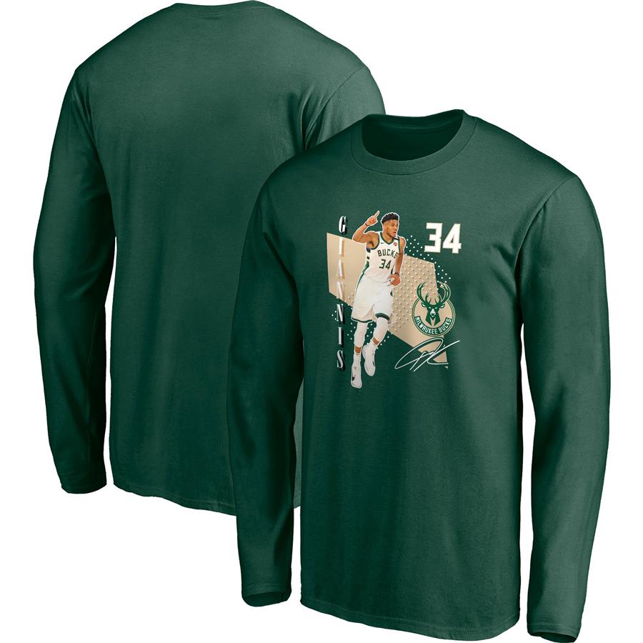 Giannis Antetokounmpo Milwaukee Bucks Fanatics Branded Pick and Roll Long Sleeve T-Shirt - Green